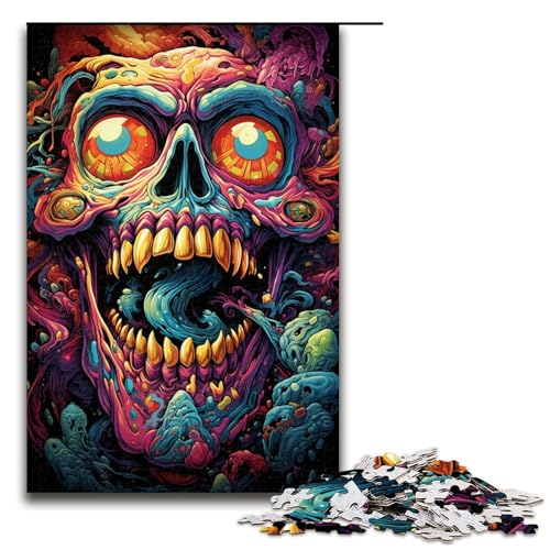 für Erwachsene Puzzle Bunte Psychedelia mutierter Tiere 1000 teiliges Holzpuzzle für Erwachsene und Kinder ab 14 Jahren 75 x 50 cm von zouxangzz