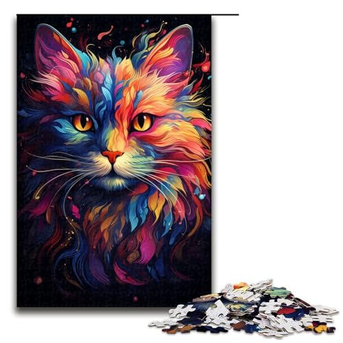 für Erwachsene Puzzle Bunte psychedelische Katze 1000 teiliges Holzpuzzle für Erwachsene und Kinder ab 14 Jahren 75 x 50 cm für Erwachsene Puzzle Bunte psychedelische Katze 1000 teiliges Holzpuzzle für Erwachsene und Kinder ab 14 Jahren 75 x 50 cm von zouxangzz
