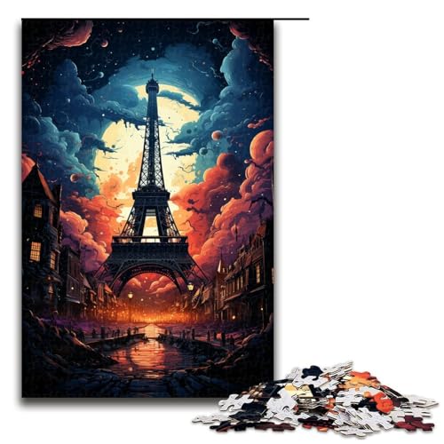 für Erwachsene Puzzle Bunter Eiffelturm 1000 teiliges Holzpuzzle für Erwachsene und Kinder ab 12 Jahren 75 x 50 cm von zouxangzz