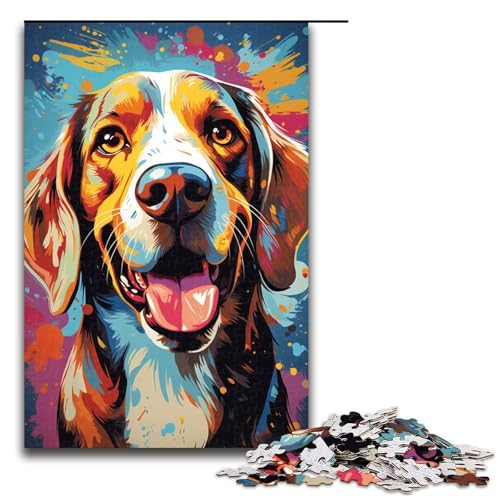 für Erwachsene Puzzle farbenfroh psychedelische Kunst Farbhund 1000 Teile Holzpuzzle für Erwachsene und Kinder ab 14 Jahren 75 x 50 cm von zouxangzz