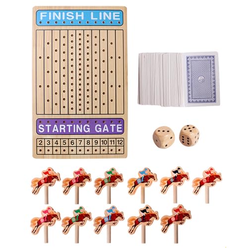 Horse Race Board Game Indoor Und Outdoor Brettspiele Holzrennspielbrett Mit 11 Holzpferden Einfach Zu Bedienen von zuousxbs