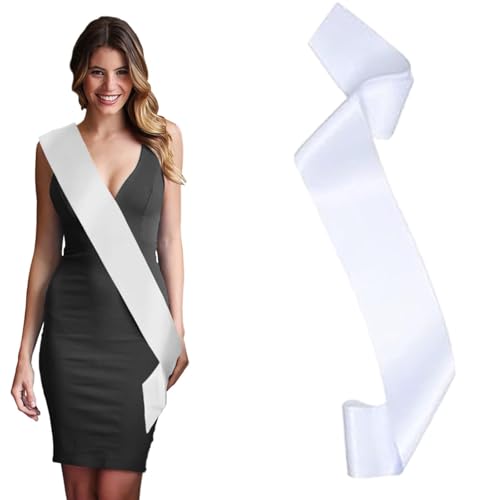Weiße Blanko-Schärpe für Junggesellinnenabschied, blanko, Satin-Schärpe, DIY, einfarbig, Festzug, Schärpe, unbedruckt, Schärpe für Heimkehr, Festzüge, Paraden, Junggesellenabschied, Hochzeit (weiß) Weiße Blanko-Schärpe für Junggesellinnenabschied, blanko, Satin-Schärpe, DIY, einfarbig, Festzug, Schärpe, unbedruckt, Schärpe für Heimkehr, Festzüge, Paraden, Junggesellenabschied, Hochzeit (weiß) von zurabini