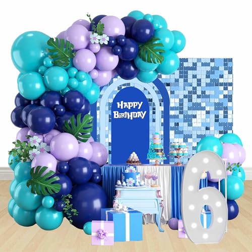 PartyDeko Set Blau Lila Luftballons Girlanden Bogen Set Geburtstags Partyzubehör PartyDeko Set Blau Lila Luftballons Girlanden Bogen Set Geburtstags Partyzubehör von zuxinor