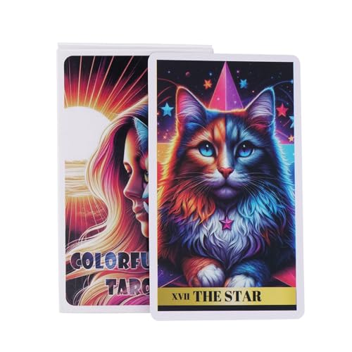 Buntes Katzentarot, Tarot-Deck-Anfänger, 78 Stück, originelle Tarotkarten, Katzen-Thema-Tarot-Deck, Tarotkarten für Anfänger, 10,3 x 6 cm, Tarot-Lesekarten, englische Tarotkarten für Anfänger Buntes Katzentarot, Tarot-Deck-Anfänger, 78 Stück, originelle Tarotkarten, Katzen-Thema-Tarot-Deck, Tarotkarten für Anfänger, 10,3 x 6 cm, Tarot-Lesekarten, englische Tarotkarten für Anfänger von zwxqe