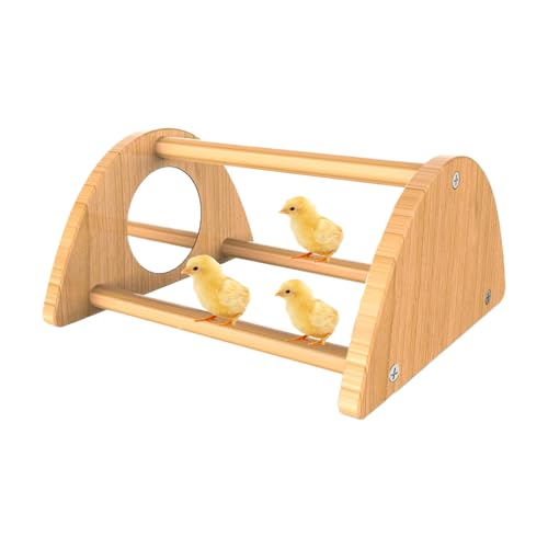 Interaktives Baby-Kükenbrutspielzeug, interaktive Holz-Huhnstange mit Spiegel, Hahn-Trainingsspielzeug für Stall, 20 x 14 x 9 cm Interaktives Baby-Kükenbrutspielzeug, interaktive Holz-Huhnstange mit Spiegel, Hahn-Trainingsspielzeug für Stall, 20 x 14 x 9 cm von zwxqe