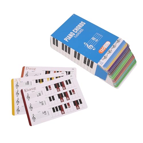 Lernkarte für Klaviernoten zum Lesen von Noten, Musiknoten Lernkarten, 120 x Anfänger, E-Piano-Akkorde, ideal zum Musiklernen und Üben von zwxqe