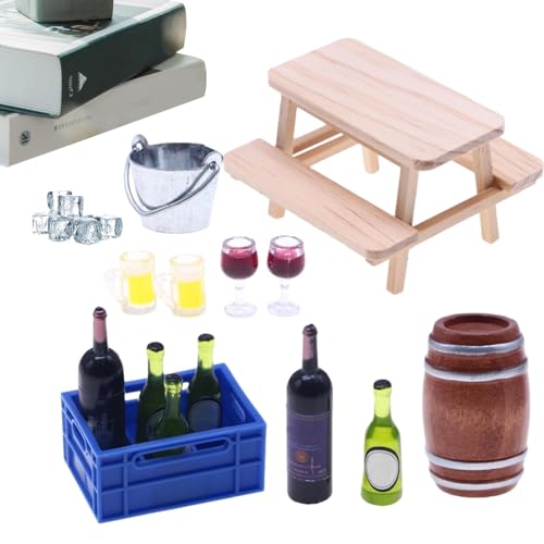 Miniatur Weinsammlung | Winziges Weinflaschenmodell | Weinzubehör Set, Simulation Miniatur Rote Flasche Modell Spielhaus, Miniatur Weinflasche Dekoration, Bar für von zwxqe