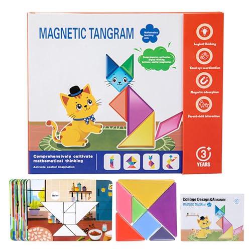 Pattern Blocks | Magnetisches Tangram Spielzeug - Geometrische Formen - Für Kinder ab 3 Jahren, Mädchen, Klassenzimmer, Kindergarten, Vorschule, Homeschooling und Matheunterricht von zwxqe