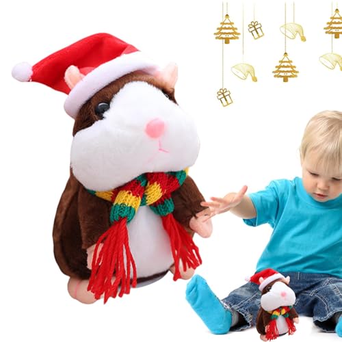 Sprechender Hamster, Soundaufnahme Stofftiere Spielzeug - automatische Schüttelfrost -Kopf -Plüsch -Puppe mit und Schal -Bildungswerkzeug für Familienspiele Nacht Weihnachtsspielzimmer Kinderparty Sprechender Hamster, Soundaufnahme Stofftiere Spielzeug - automatische Schüttelfrost -Kopf -Plüsch -Puppe mit und Schal -Bildungswerkzeug für Familienspiele Nacht Weihnachtsspielzimmer Kinderparty von zwxqe