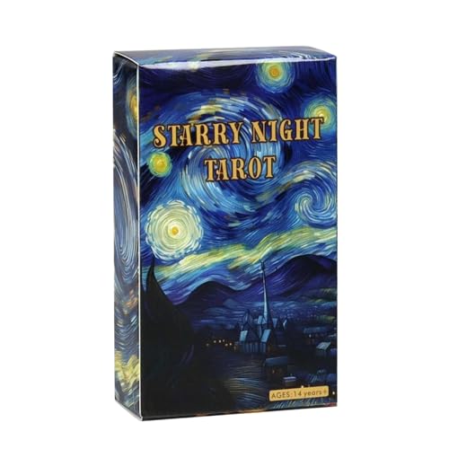 Sternennacht-Tarot Karten, 78 Karten Englisches Orakeldeck, Wahrsagung Himmlisches Wahrsagungsset Tragbare Reisegröße für Anfänger und spirituelle Führung von zwxqe