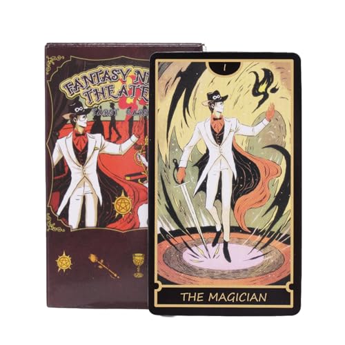 Tarot Cards Set, Fantasy Night Theater Theme, Printed Meanings Included, Complete 78 Card Deck, Divination Tools, Ideal for Beginners and Expert Family Readings von zwxqe