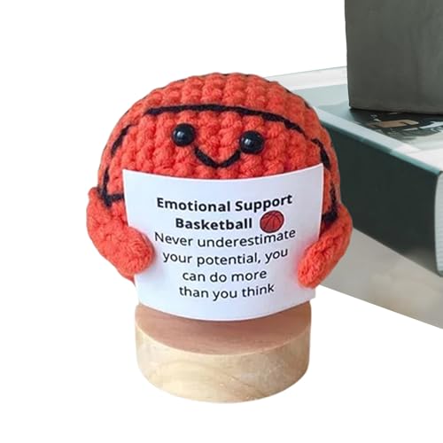 zwxqe Crochet Emotional Support - Strickball mit inspirierendem Zitat - Niedlicher emotionaler Unterstützung, Häkelball mit inspirierendem Zitat für den Heimarbeitsplatz von zwxqe