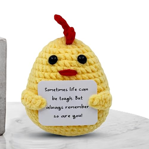 zwxqe Emotional Support Chick, Tiny Plush Crochet Animal, 8.5cm Handmade Comfort Toy (Yellow), Adorable Gift, Perfect for Desk Decoration, Stress Relief, and Daily Motivation von zwxqe