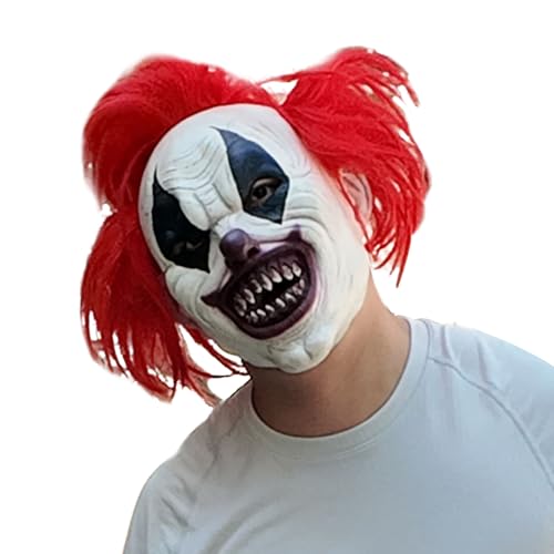 zwxqe Gruselige Halloween Kopfhaube | Gruselige Halloween Kostüme mit roter Perücke | Fotostudio Requisite für Zirkusstreiche Karneval Events Film zwxqe Gruselige Halloween Kopfhaube | Gruselige Halloween Kostüme mit roter Perücke | Fotostudio Requisite für Zirkusstreiche Karneval Events Film von zwxqe