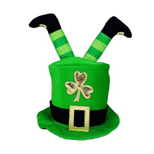 zwxqe St. Patrick's Day Hats for Adults, High Top Green Bowler Hat with Irish Legs, Shamrock Costume Accessory, Fun Role-Playing Headwear for Adults and Teens von zwxqe
