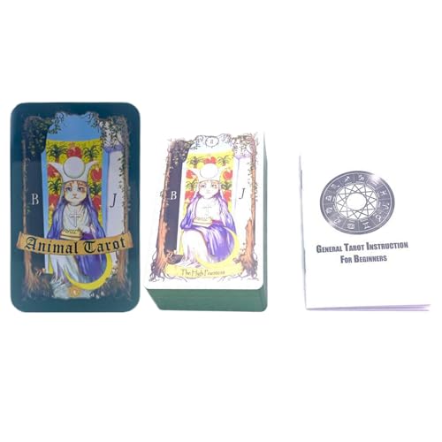 zwxqe Tarot-Deck, Tierthemenkarte, Tarot-Wahrsagungswerkzeuge, englische Version, Anleitung mit Papier enthalten, ideal für Familienfeiern und persönliche Einblicke, 9,5 x 6,9 x 4,9 cm von zwxqe