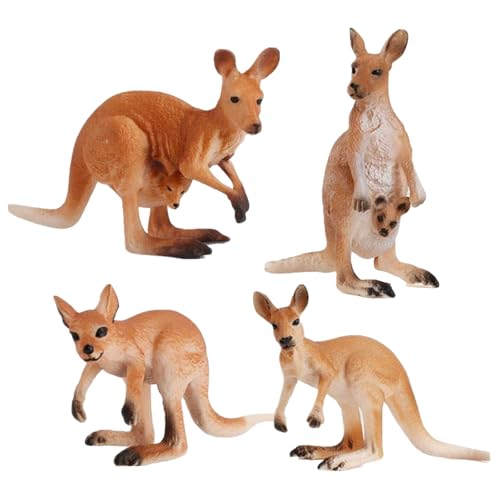Safari-Tierfiguren, Kängurus, Ornament, Kuchendekoration, Spielzeug für Kinder, 4 Stück von zxmbeddings