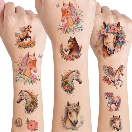 zycBernoi 2024 Neues Design für Pferde Tattoos, Temporäre Kinder Tattoo Aufkleber für Jungen Mädchen, Wasserdicht Kindertattoos Sticker, Geschenk zycBernoi 2024 Neues Design für Pferde Tattoos, Temporäre Kinder Tattoo Aufkleber für Jungen Mädchen, Wasserdicht Kindertattoos Sticker, Geschenk von zycBernoi