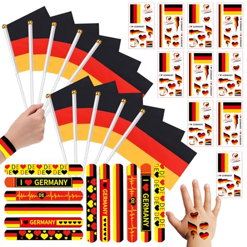 zycBernoi 32 Stück Olympische Spiele Deko 2025, Deutschland Fanartikel, 10 Flagge Tattoo, 12 Schnapparmbäner, 10 Klein Deutschland Flagge für Bar Olympische Party zycBernoi 32 Stück Olympische Spiele Deko 2025, Deutschland Fanartikel, 10 Flagge Tattoo, 12 Schnapparmbäner, 10 Klein Deutschland Flagge für Bar Olympische Party von zycBernoi