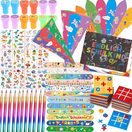 zycBernoi 78 Stück Kinder Einschulung Mitgebsel Set, Faltbare Zuckertüte, Einladungskarte, Tic Tac Toe-Packungen, Tierstempel, Kinder Party Geschenke zycBernoi 78 Stück Kinder Einschulung Mitgebsel Set, Faltbare Zuckertüte, Einladungskarte, Tic Tac Toe-Packungen, Tierstempel, Kinder Party Geschenke von zycBernoi