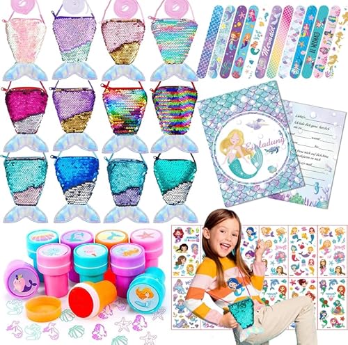 zycBernoi Meerjungfrau Kindergeburtstag Party Mitgebsel Set,12 Einladungskarten, Meerjungfrau Pailletten Geldbörse, Slap Armbänder, Tattoos und Briefmarke usw Perfekt für Kinder Party Kinder zycBernoi Meerjungfrau Kindergeburtstag Party Mitgebsel Set,12 Einladungskarten, Meerjungfrau Pailletten Geldbörse, Slap Armbänder, Tattoos und Briefmarke usw Perfekt für Kinder Party Kinder von zycBernoi
