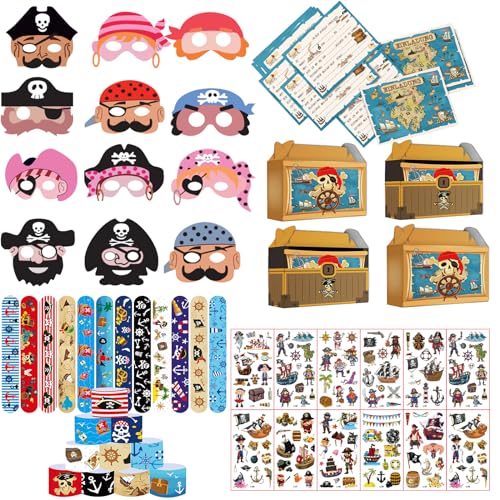 zycBernoi Piraten Party Kindergeburtstag Mitgebsel Piraten Maske Schatzkiste Einladungskarte Schnapparmband Piraten Tattoos Piraten Party Deko Halloween Preise Geschenke für Junge Mädchen zycBernoi Piraten Party Kindergeburtstag Mitgebsel Piraten Maske Schatzkiste Einladungskarte Schnapparmband Piraten Tattoos Piraten Party Deko Halloween Preise Geschenke für Junge Mädchen von zycBernoi