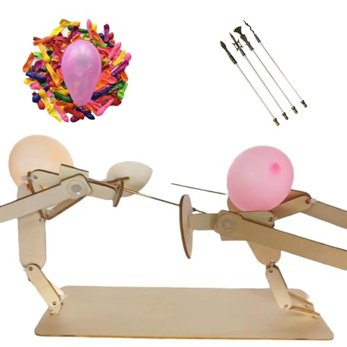 zykssy Balloon Bamboo Man Battle,2024 Neue Handgefertigte Hölzerne Fechtpuppen,Ballon-Bambusmann-Schlacht，Mit 20 Luftballons,Lustige Puppet's Toy Ballon Party Spiele（5mm Dick） von zykssy