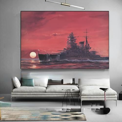 1000 Teile Puzzle Cool Retro Ozean Schlachtschiff Leinwand Malerei Wandkunst Schiffsposter Meerblick Wand Geeignet für Wohnzimmer Dekoration Puzzle Puzzle Puzzle 50 x 70 cm von zysnb