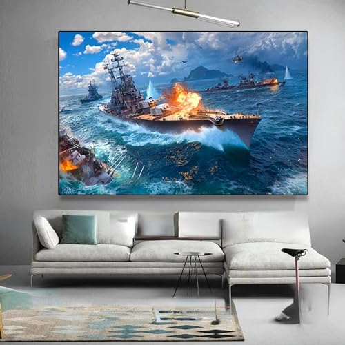 1000 Teile Puzzle Cool Retro Ozean Schlachtschiff Leinwand Malerei Wandkunst Schiffsposter Meerblick Wand Geeignet für Wohnzimmer Dekoration Puzzle Puzzle Puzzle 50 x 70 cm von zysnb