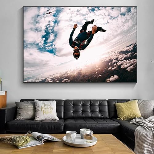 1000 Teile Puzzle Puzzle Fallschirmspringen Wandmalerei Leinwand Malerei Fallschirmspringen Landschaft Poster Druck Geeignet für Schlafzimmer Wohnzimmer Kunst Puzzle Coole Action von zysnb