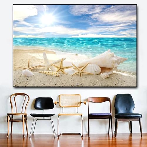 1000 Teile Puzzle Strand Muschel Landschaft Puzzle Puzzle Leinwand Malerei Poster und Druck Wandkunst Bild Schlafzimmer Wohnzimmer Wohnkultur 50 x 70 cm von zysnb