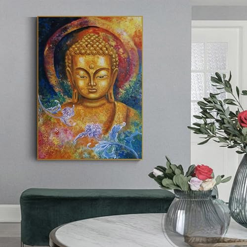 1000-teiliges Puzzle-Buddha-Statue, Ölgemälde, Dharma-Leinwandgemälde, religiöses buddhistisches Poster, Wanddekoration, geeignet für Flur, Wohnzimmer, Schlafzimmer, Wandpuzzle, 70 x 50 cm von zysnb