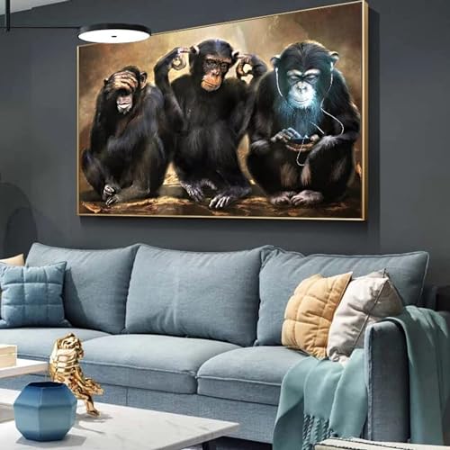 Puzzle-Kunst-Puzzle auf Leinwand, lustige Gorilla-Form, Poster, Gemälde, Druck, Heimdekoration, Wohnzimmer, Ölgemälde, Wandbild, 70 x 50 cm, Puzzle von zysnb